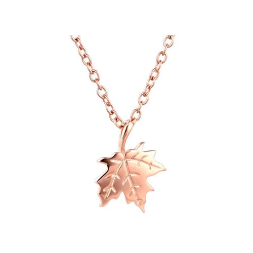 Grewod Collar Mujer Oro Rosa 18K Hojas de Arce Cadena 45cm, Joyas Collar con Colgante