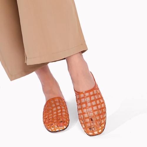 Clear Jelly Shoes for Women Slip on Jelly Mesh Slides Comfortable Closed Toe Flats Sandals Summer Beach Slippers.