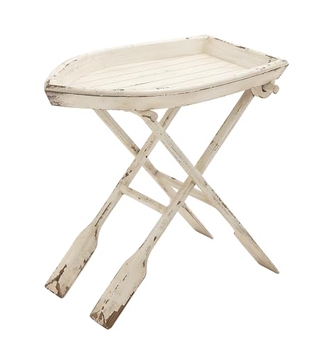 Deco 79 Wood Side End Accent Table Boat Shaped Tray