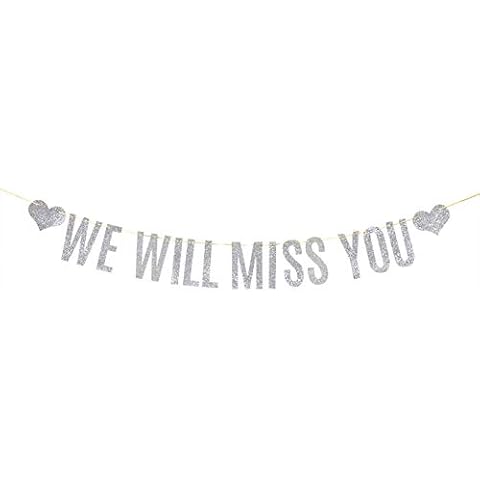 Silver Glitter We Will Miss You Banner Farewell Party Bon Voyage Retirement Party Decorations Cover