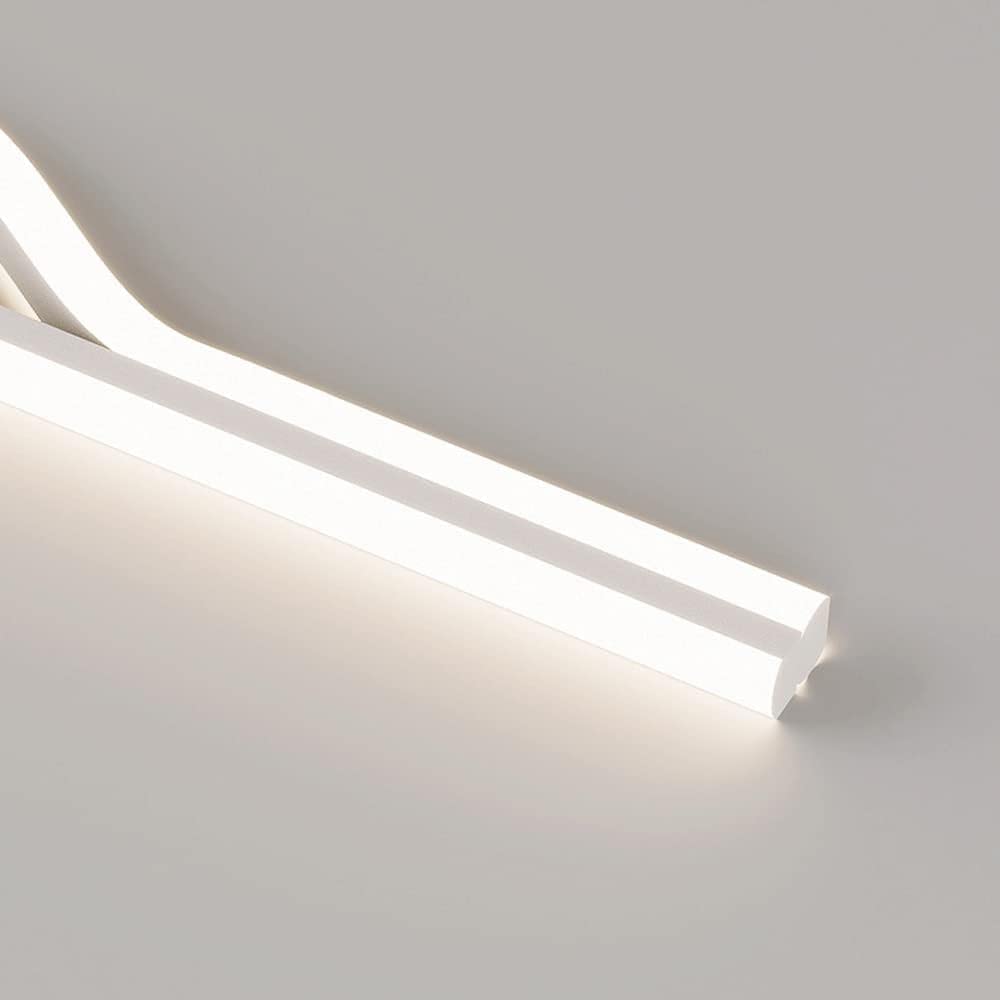 Suspension Linéaire Géométrique À Led Dimmable Pour Salle À Manger, Lampe Suspendue Longue Et Ultra-Mince En Métal Avec Abat-Jour En Silicone, Luminaires Modernes Et Minimalistes Pour Îlot Central (Bl