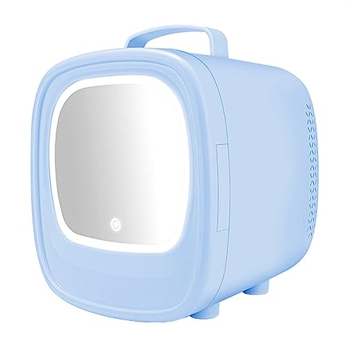 6L Beauty Mini Fridge Skincare Refrigerator with Touch Screen Led Thermoelectric Cooler for Skin Care Makeup Mirror Cosmetics Beverage Babyfood, Bedroom, Car use (Blue)