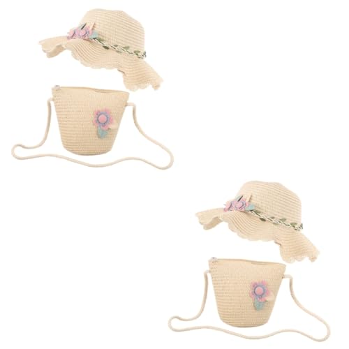 Chapeau de plage filles anti coup de soleil avec sac de paille pratique