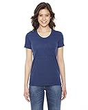 American Apparel Ladies' Triblend Short-Sleeve Track T-Shirt S TRI INDIGO