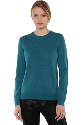 Image of JENNIE LIU Women's 100% Pure Cashmere Crew Neck Sweater, Tight Knit Cozy Soft Hand Washable Long Sleeve Pullover