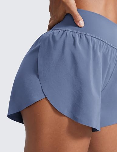 Image of CRZ YOGA High Waisted Split Running Shorts 3 inch | Mesh Liner, Quick Dry, Lightweight, for Women