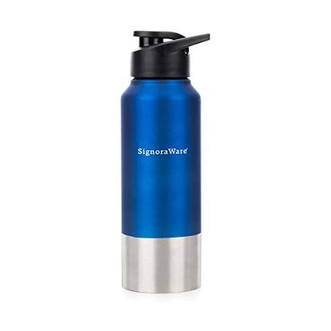 SIGNORA WARE Aqua Dual Tone Single Walled Stainless Steel Fridge Water Bottle (Blue, 750ml) Cover