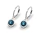 London Blue Topaz Earrings for Women 6mm Bezel Round Gemstone Sterling Silver Dainty Leverback Dangle Earring Fashion Bridesmaids Summer Trendy
