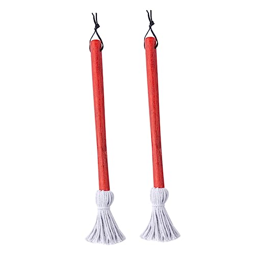 VINTORKY Soy Sauce Brush for Grilling Bbq Basting Mops Set of 2 Long Wooden Handle Bbq Mop Kitchen Brush Baster for Easy Cleaning