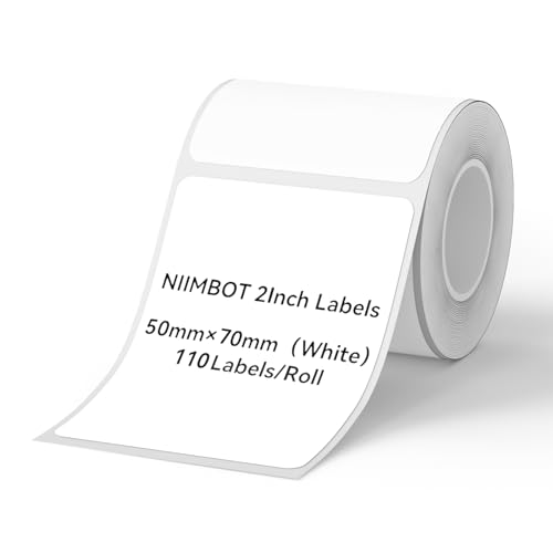 Image of NIIMBOT Labels for B1 /B21 /B31 Label Maker, 50 x 70 mm (1.97'' x 2.76'') 110 Tapes /Roll, Thermal Label Tape, Waterproof, Oil-Proof for Home Office Small Business Labeling Tape Replacement(White)