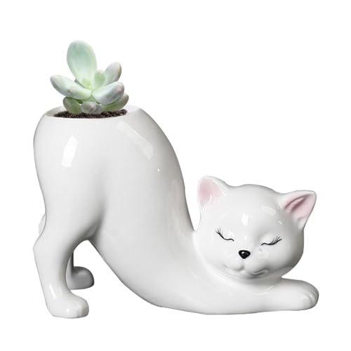 Maceta para gatos – Maceta portátil para gatos, macetas de interior | macetas suculentas en forma de gato, macetas para decoración exterior, pequeño plano