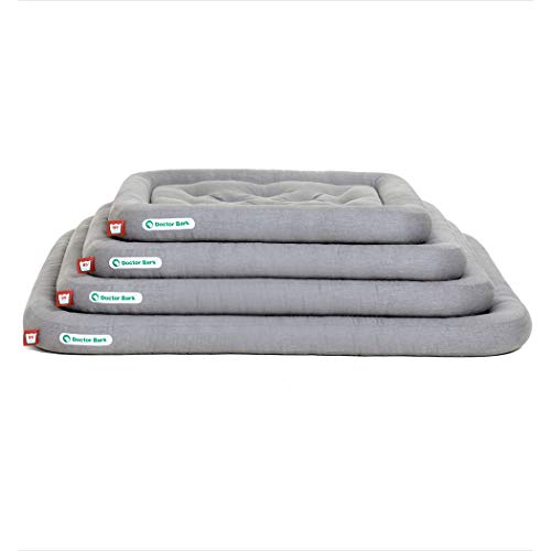 Doctor Bark Hundekissen - orthopädisches Hundebett, 95°C waschbar, hygienisch, robust & bequem (M - 75x65 cm, Hellgrau)