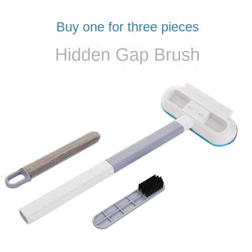 Image of Three in one non disassembly and cleaning screen window brush, glass scraper, dry and wet cleaning brush+scraper+gap brush, multifunctional clothing hair scraper 8PCS (blue)
