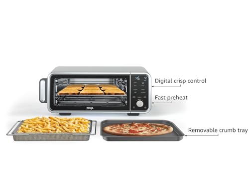 Ninja-SP201-Digital-Air-Fry-Pro-Countertop-8-in-1-Oven-with-Extended-Height-XL-Capacity-Flip-Up-Away-Capability-for-Storage-Space-Basket-Wire-Rack-Crumb-Tray-Silver-Renewed-Black Ninja SP201 Digital Air Fry Pro Countertop 8 in 1 Oven with Extended Height XL Capacity Flip Up Away Capability for Storage Space Basket Wire Rack Crumb Tray Silver Renewed Black
