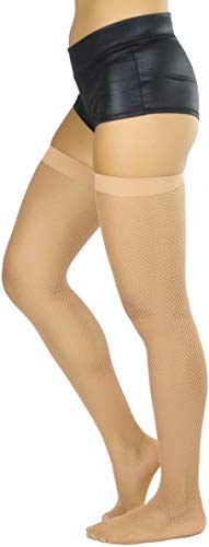 Image of ToBeInStyle Women's Fine Classic Fishnet Thigh High Stretch Nylon Novelty Stockings