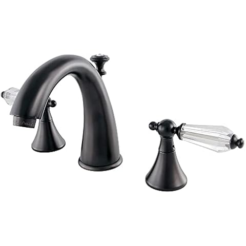 Kingston Brass Wilshire Widespread Faucet with Crystal Handles Cover