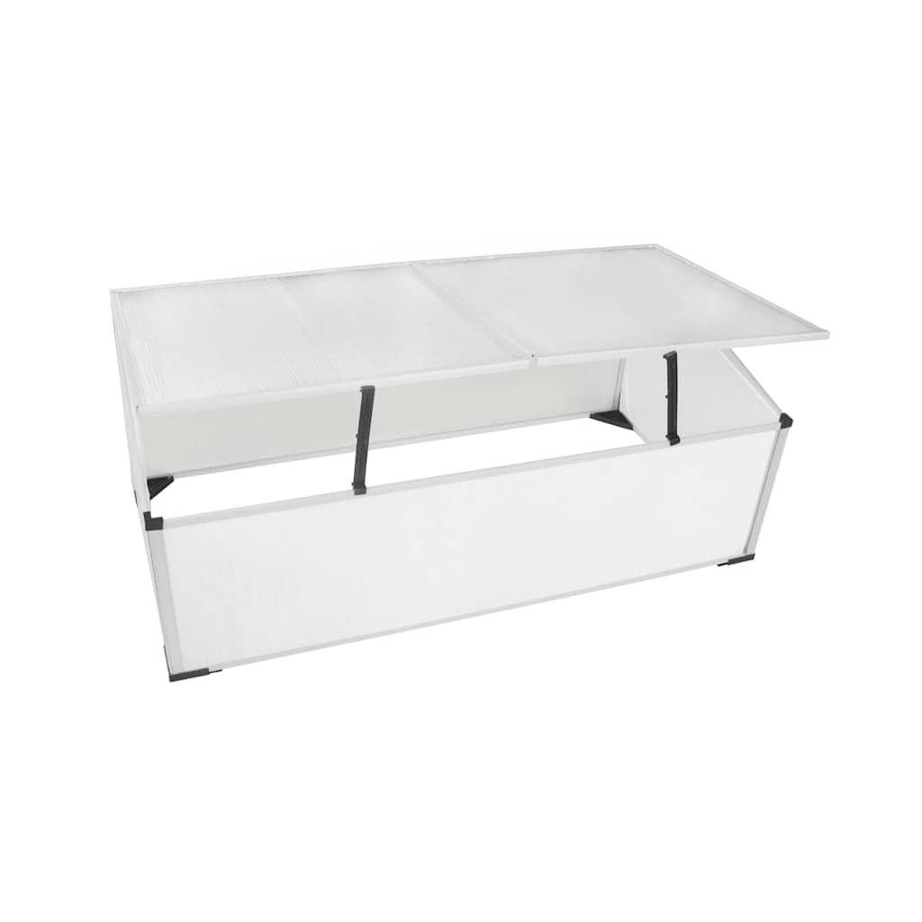 Serra senza fondo con 2 coperchi in policarbonato e telaio in alluminio, 110 x 41 x 55 cm, resistente ai raggi UV, resistente alle intemperie, per verdure, erbe, serra, protezione da gelo e