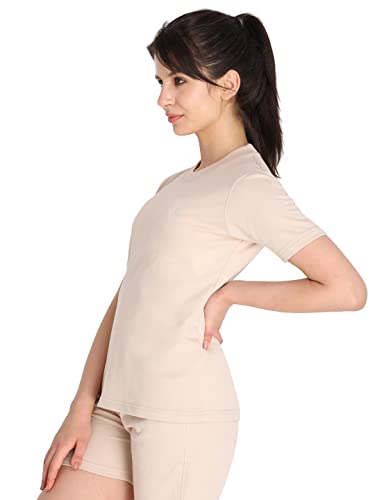 Image of CHKOKKO Women's Terry Cotton Loose Fit Half Sleeve Casual Style T-Shirt