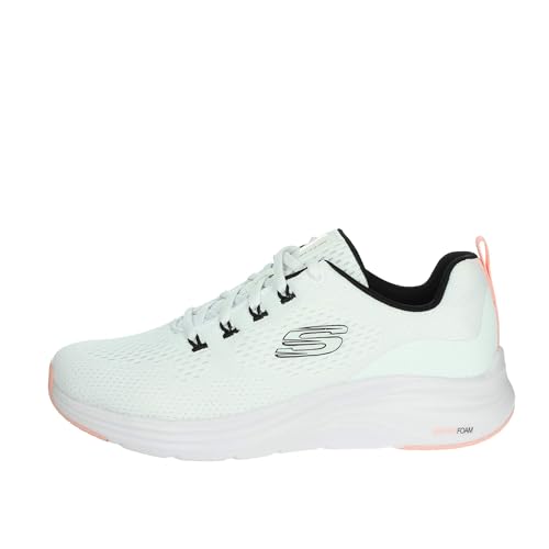 Skechers Damen Sneakers, White Mesh/Black & Coral Trim, 40 EU