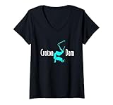 Womens Minimalist Croton Dam Pond - Michigan V-Neck T-Shirt