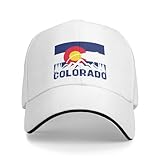 Oingoo Colorado Mountains Hat Colorado Flag Hat for Men Women Baseball Cap Funny Gifts Trucker Hat White