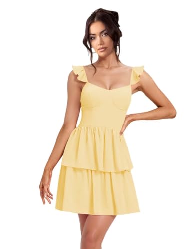 Dessiny Spaghetti Strap Detachable Bridesmaid Dresses with Slit 2025 Tiered Cocktail Party Dresses with Ruffles DE4564