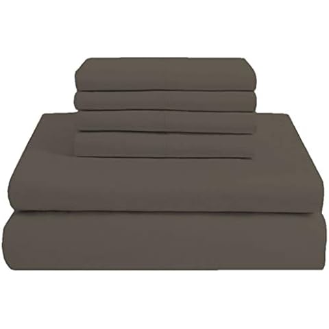 Scala Bedding 800 Thread Count 100% Egyptian Cotton 6 Piece Queen Size Deep Pocket Sheet Set Solid Dark Gray Cover