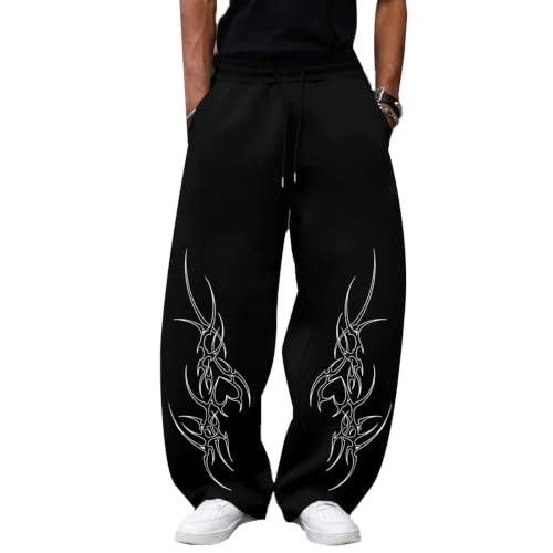 Pantalon de jogging gothique homme avec imprimés punk et coupe baggy Y2K