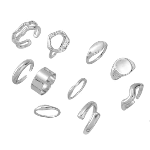 Image of Shining Diva Fashion Stylish Trendy Finger Rings Set for Women & Girls | Chunky Minimal Statement Ring Combos Modern Elegant Jewellery Collection
