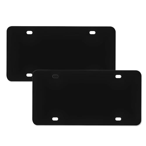 ZCLGOOD 2PCS Blank Metal Aluminum License Plate Tag 12x6 Custom Sublimation Car Plate DIY Personalized Design Front Automotive License Plates for Custom Design Work Black/4 Holes
