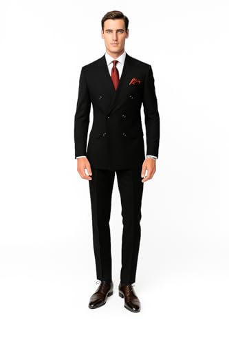 Image of Men's 2 Piece Double Breasted Suit (Black)