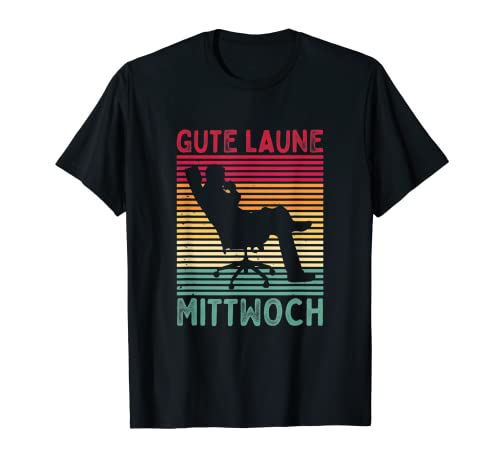 Silla de oficina retro vintage con texto en alemán 'Gute Laune Miércoles Camiseta