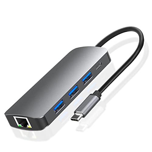 Hub Usb C Ethernet SYIADX USB C Hub,Adaptador USB C 8 en 1 con HDMI 4K,Puertos Gigabit Ethernet RJ45,3 USB 3.0, Puerto de Carga PD de 100...