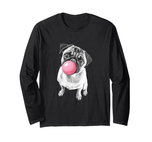 Funny Retro Kids Vintage Pink Bubble Gum Pug Dog Lover ����T�V���c