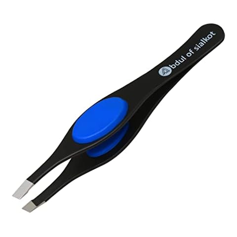 Abdul of Sialkot Tweezers for Women & Men - Tweezers Precision Engineered from Medical Grade Stainless Steel - Fine & Ingrown Hair Tweezers, Non Slip, Sharp & Slanted pack of 1 (Black) Cover