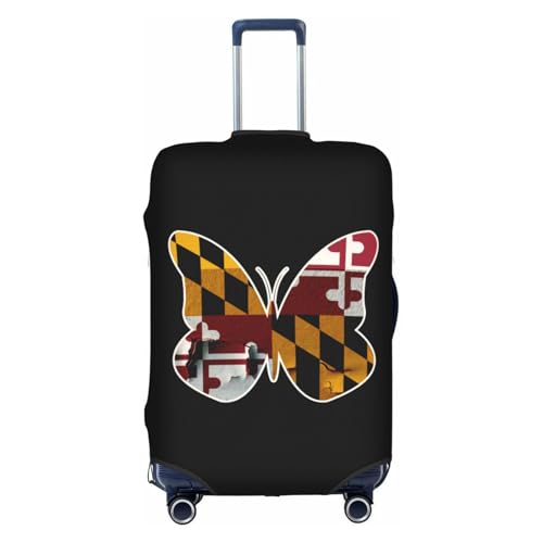 Travel Luggage Cover Maryland Flag Butterfly Fashion Washable Baggage Suitcase Protector Fit For Luggage X-Large