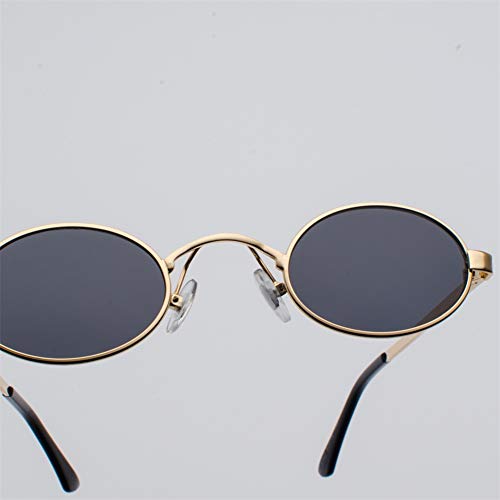 Tiny Oval Sunglasses Men Small Vintage Women Sun Glasses Retro Round Decoration (gold with black)3