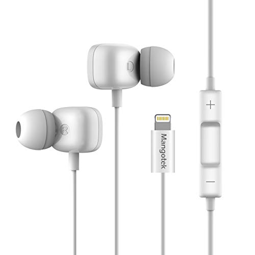 Mangotek Lightning Earbuds Headset in-Ear Headphones, HiFi Stereo Wired Earphones with Microphone Controller Compatible with iPhone 11/11 Pro/X/XS/XS Max/XR/8/8 Plus/7/7 P/ipad, MFi Certified