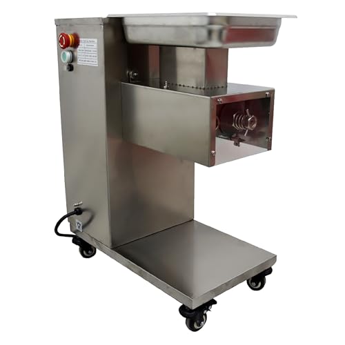 THUXEON 110V QE Electric Food Slicer, Commercial Meat Slicer with 7mm Blade, 550W Stainless Steel Electric Meat Cutter Machine, 500kg/h, Adjustable Thickness for Pork, Beef, Mutton