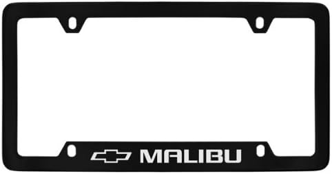 Chevrolet Malibu Black Coated Metal Bottom Engraved License Plate Frame Holder