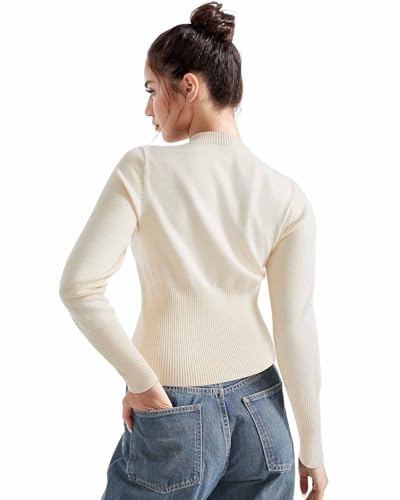 SUUKSESS Women Button Down Cardigan Crew Neck Sweaters Ribbed Knitted Slim Fit Tops3