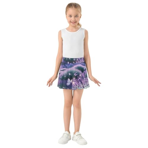 Athletic Shorts for Girls Skorts Tennis Skirts Kids Neon Flowy Skirt Diamond Butterfly Purple Lavender 3t3