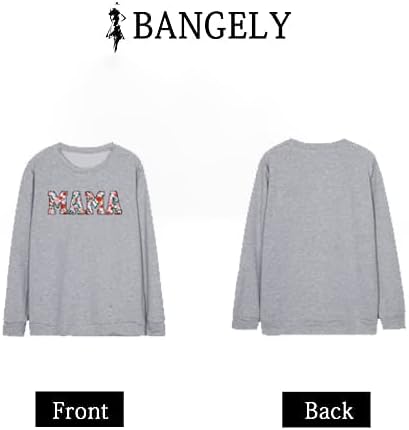 BANGELY Mama Floral Sweatshirt Women Funny Embroidered Retro Mama Letter Pullover Gift For Mom Long Sleeve Shirt - Image 5