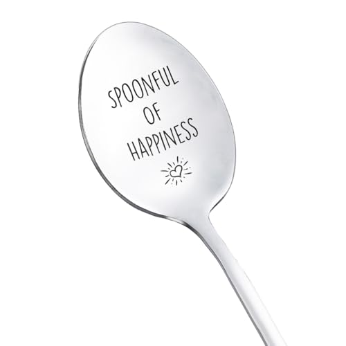Christmas Birthday Gifts for Women Men Spoonful of Happiness Spoon for Best Friend Husband Grandma Coffee Tea Lovers Gift for Sister Dad Daughter Dessert Sugar Spoons 8 Inch