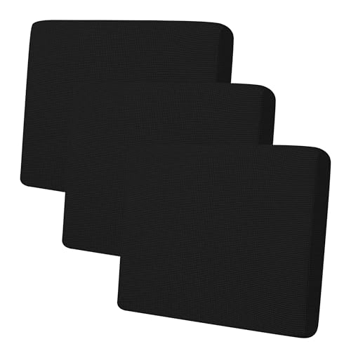 Image of Easy-Going Stretch 3 Pieces Oversized Couch Cushion Cover for Sofa Seat | Furniture Protector Sofa slipcover for 3 Cushion Couch Washable Soft with Elastic Bottom Black