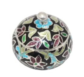 Bibelot en argent sterling 925 fait main noir cloisonné gravé d'exception