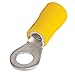 Ring Terminal, Tinned Copper, Vinyl Insulated, 12-10 AWG STR Wire Range, 3/8
