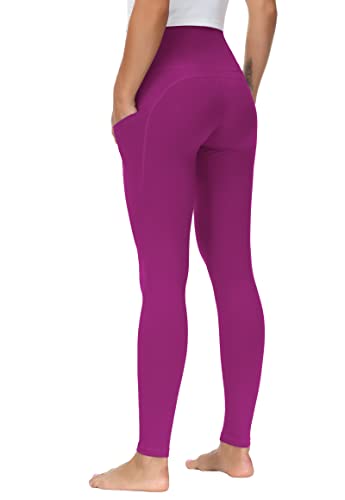 Image of THE GYM PEOPLE Thick High Waist Yoga Pants with Pockets, Tummy Control Workout Running Yoga Leggings for Women