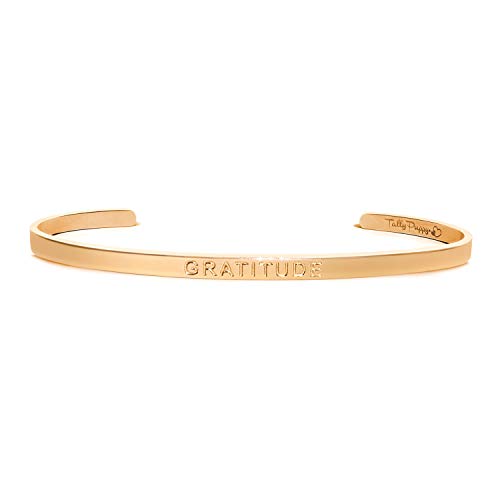 Tally Puppy Gratitude Bracelet - Mantra Bangle Cuff Bracelet - Adjustable 18K Yellow Gold Plated Stainless Steel Bracelet - Inspirational Encouragement Jewelry Gift For Women, Girls #TOP4
