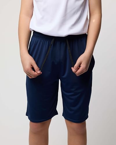 Image of Real Essentials 5 Pack: Boys' Dry Fit Basketball Shorts for Youth Kids Teens - Athletic Running Soccer Sports with Pockets
